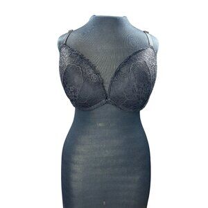 Victorias Secret Dream Angels Push-Up Bra 38DD Black Lace Adjustable Straps Unde